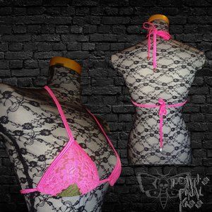 🆕 Hot Sauce Style skimpy sliding triangle bikini lace overlay XS sexy